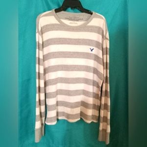 American Eagle Outfitters pullover l/s shirt,  Sz L, grey/cream stripe
